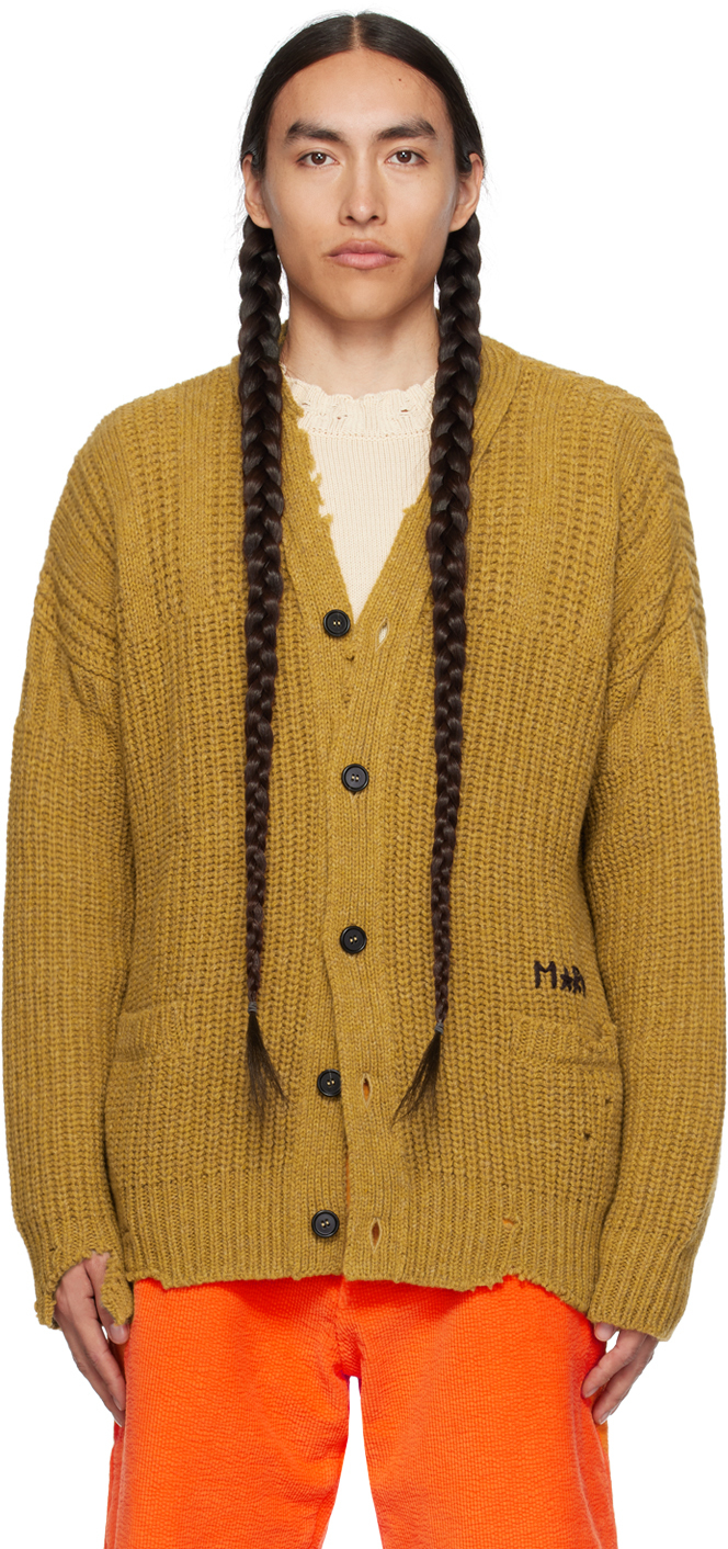 Shop Marni Yellow Distressed Cardigan In 00y56 Maize
