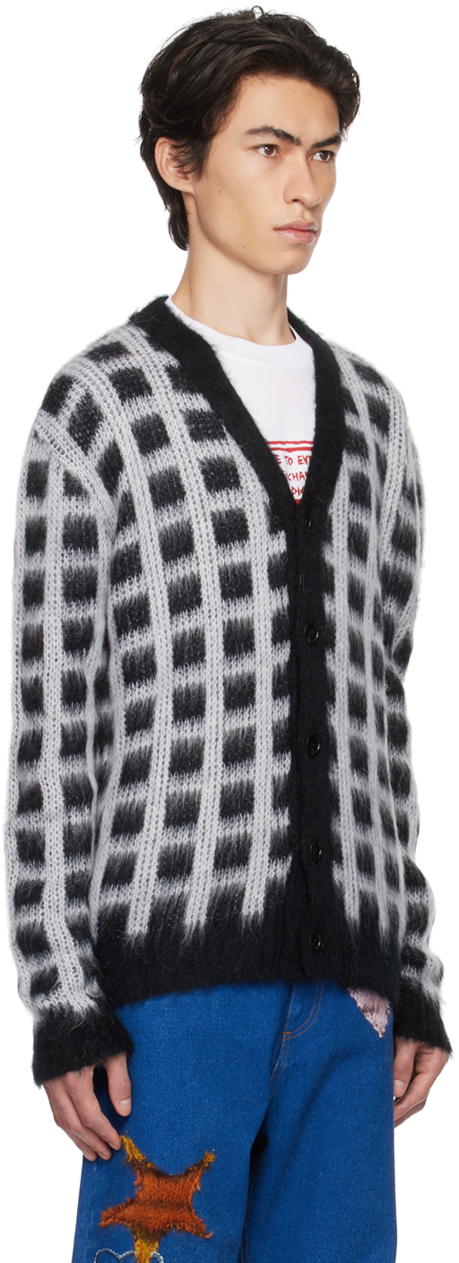 Shop Marni Black Check Cardigan In Chn99 Black
