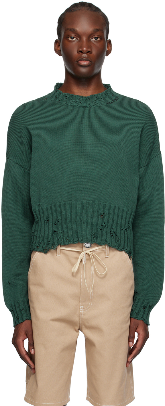 Marni Green Cropped Sweater In 00v61 Peacock