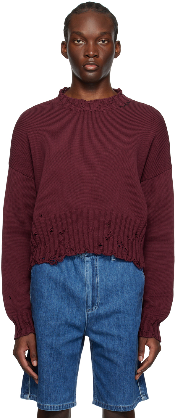 Marni Destroyed Detail Sweater In Red