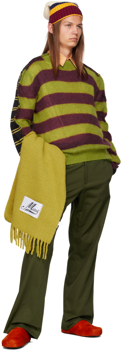Marni Round Neck Long-sleeved Sweater In Mxv37 Green Lime