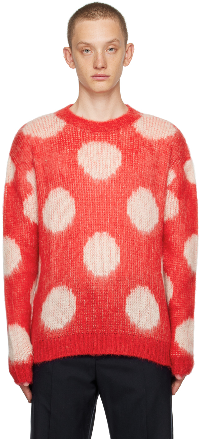 MARNI RED MAXI POLKA DOT SWEATER