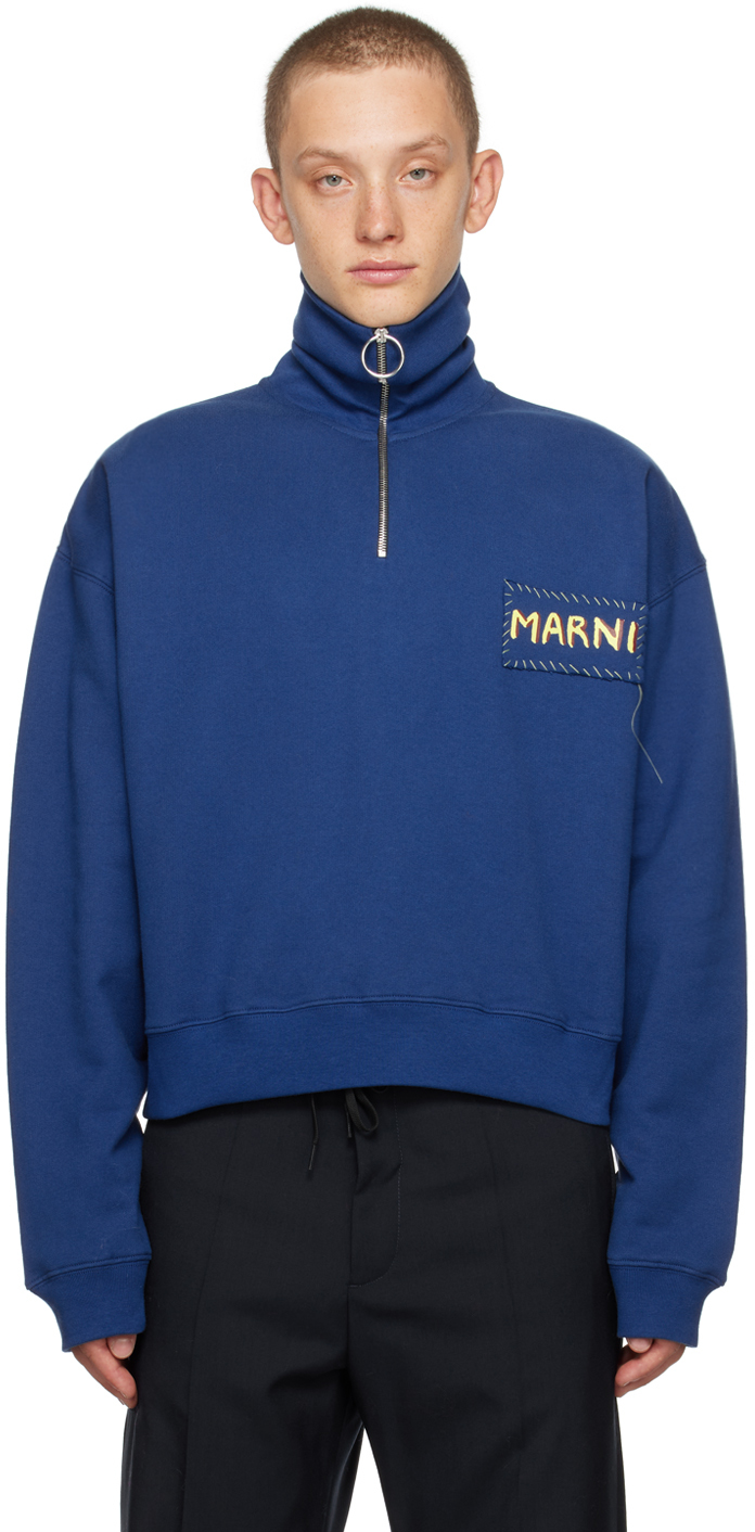 Marni Kids Blue Embroidered Jacket
