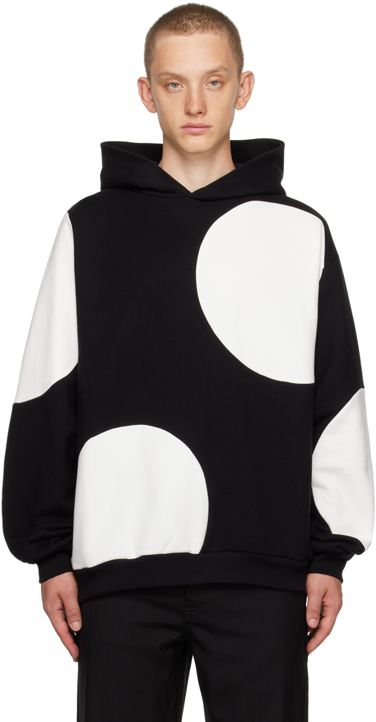 Weekday OVERSIZED EMBROIDERED HOODIE UNISEX - Hoodie - off black with  wellness embroidery off white/black - Zalando.de