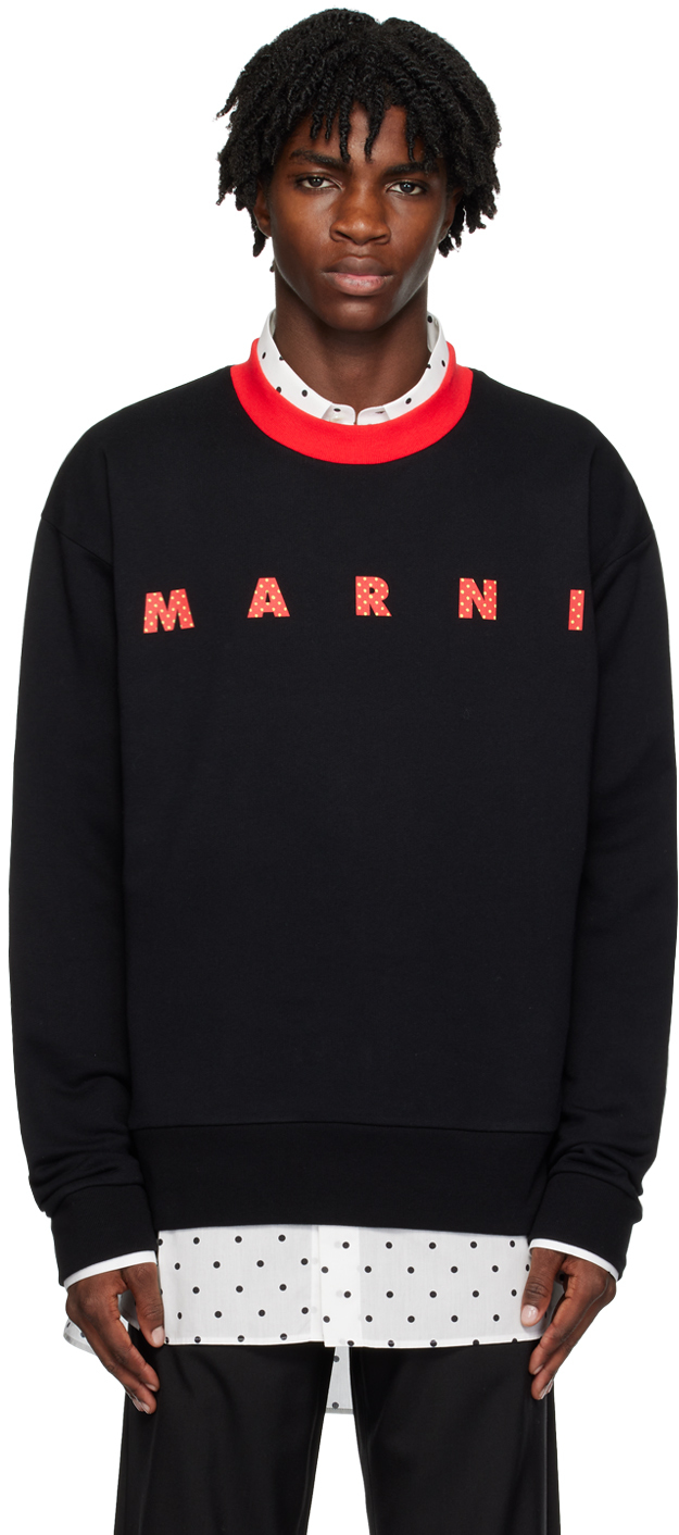 Shop Marni Black Polka Dot Sweatshirt In Pdn99 Black