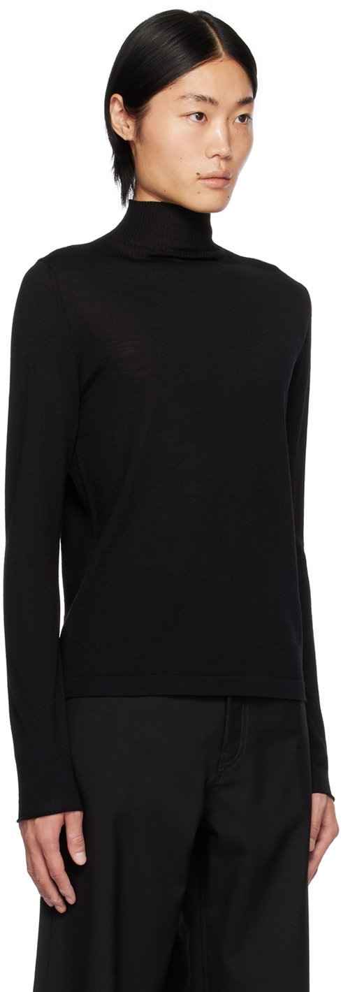 Marni Black Embroidered Turtleneck In 00n99 Black
