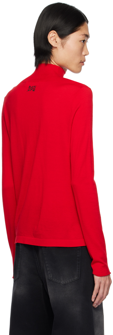 Marni Red Embroidered Turtleneck In 00r67 Tulip