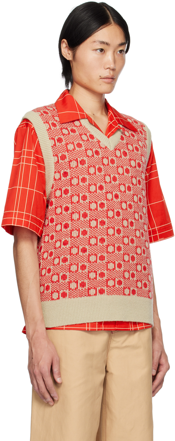 Shop Marni Red Jacquard Vest In Jqv07 Light Lime