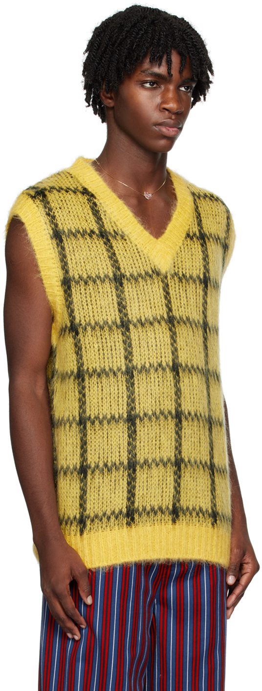 Marni Check Mohair-blend Vest In Chy56 Maize