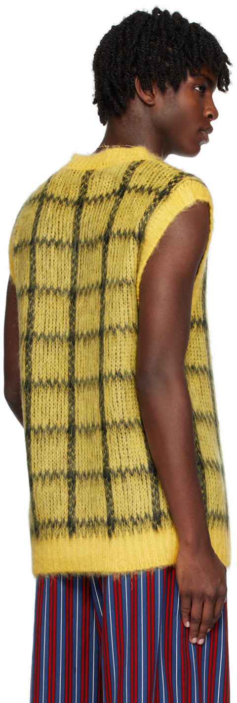 Marni Check Mohair-blend Vest In Chy56 Maize
