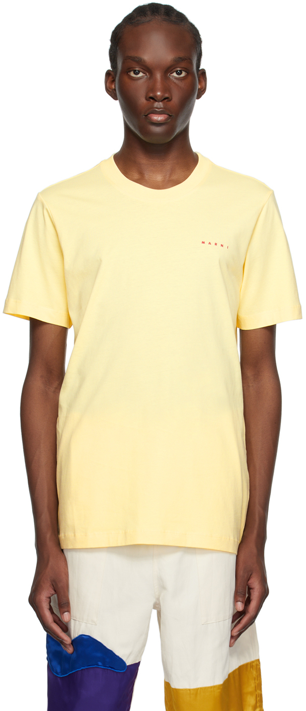 Marni Yellow Embroidered T-shirt In 00y33 Pineapple