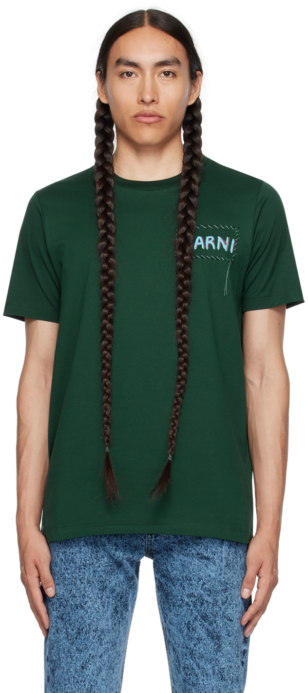 Marni Green Patch T-shirt In 00v89 Spherical Gree