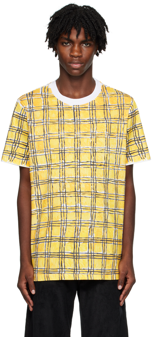 Shop Marni Yellow Check T-shirt In Cty56 Maize
