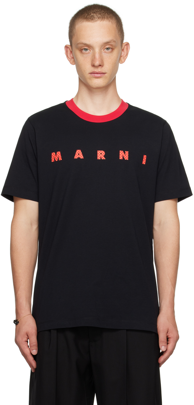 Shop Marni Black Polka Dot T-shirt In Pdn99 Black