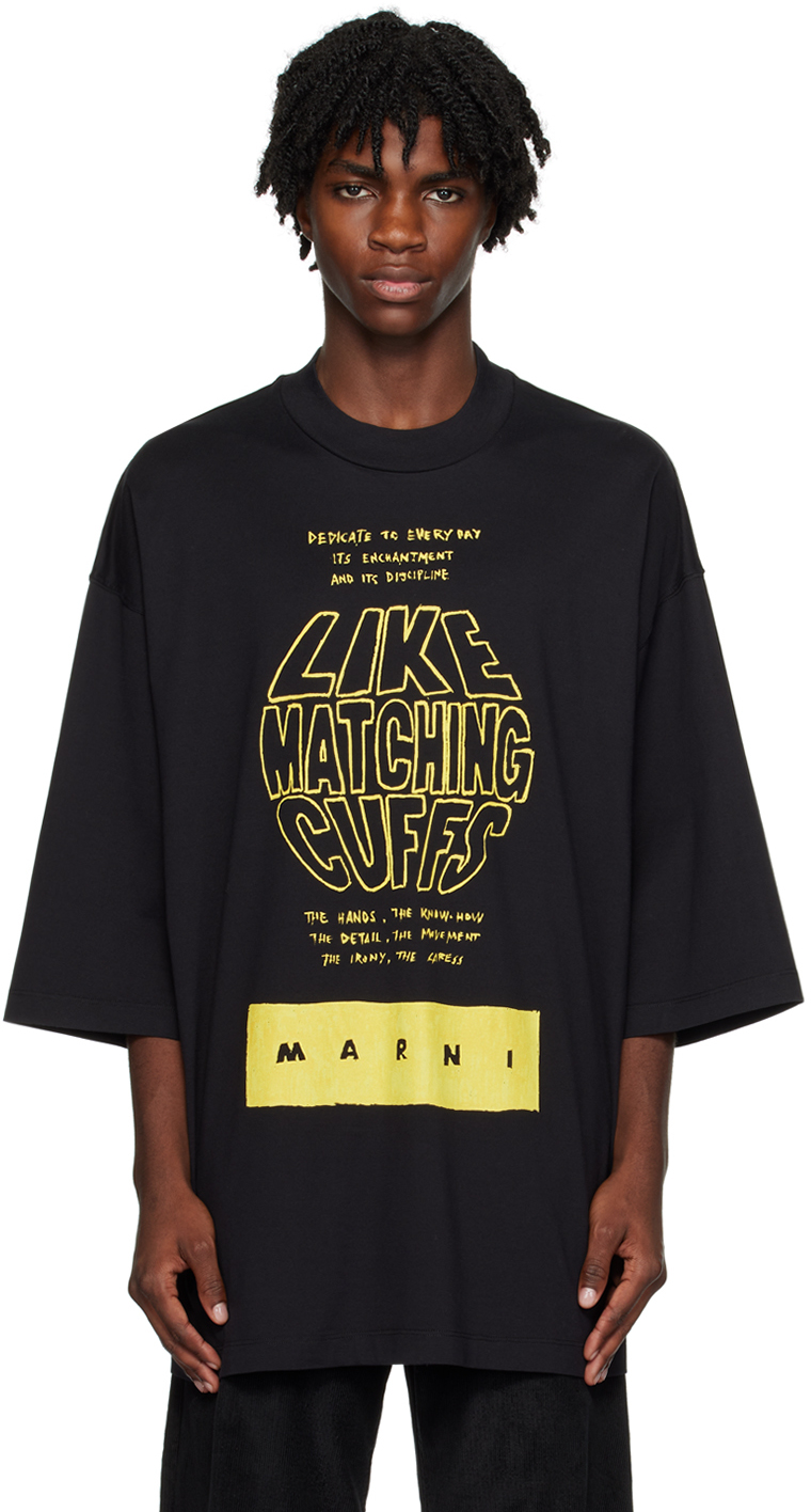 MARNI BLACK PRINTED T-SHIRT