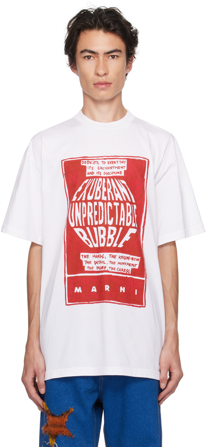 MARNI ホワイト グラフィックTシャツ - Tシャツ/カットソー(半袖/袖なし)