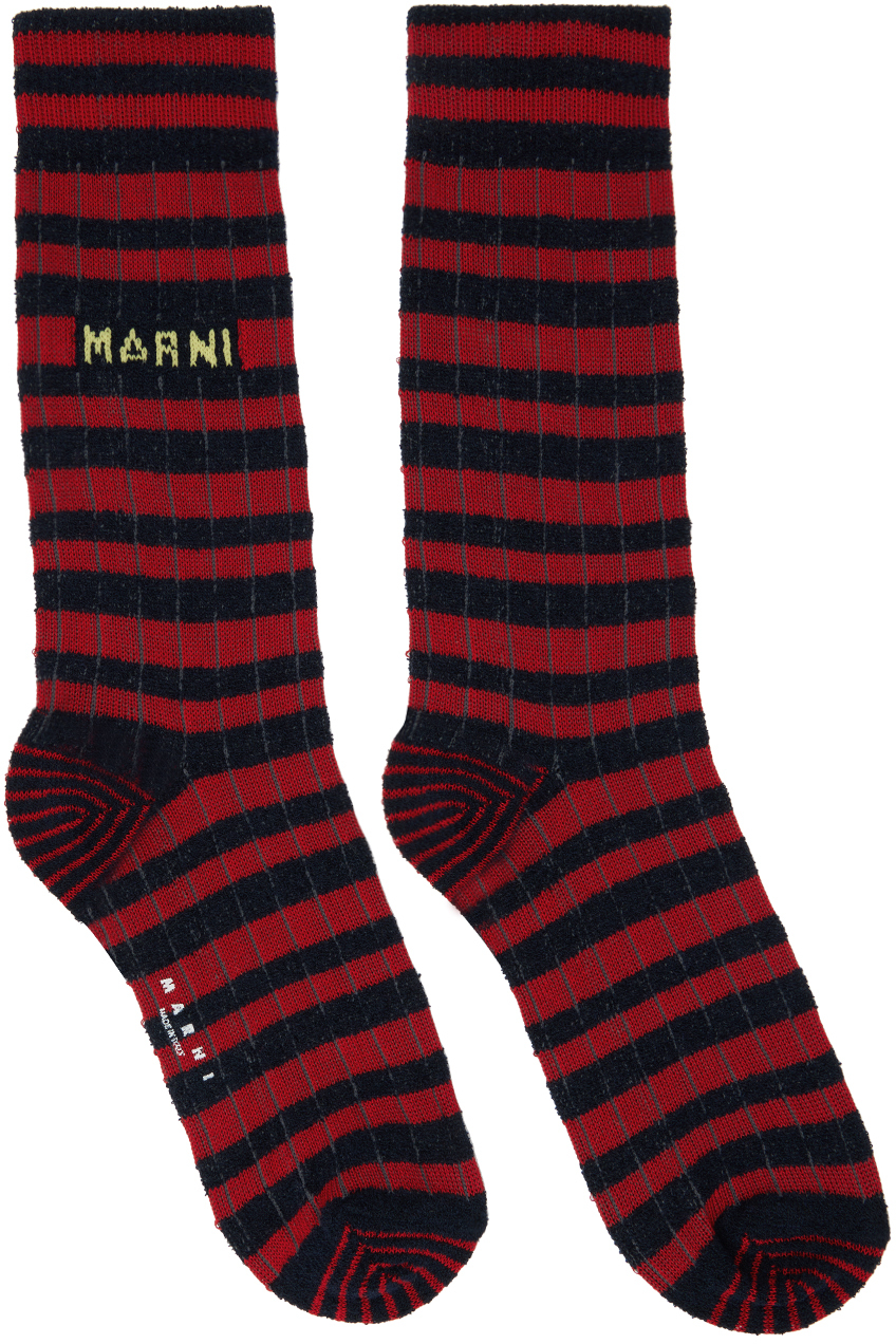 Marni Black & Red Striped Socks
