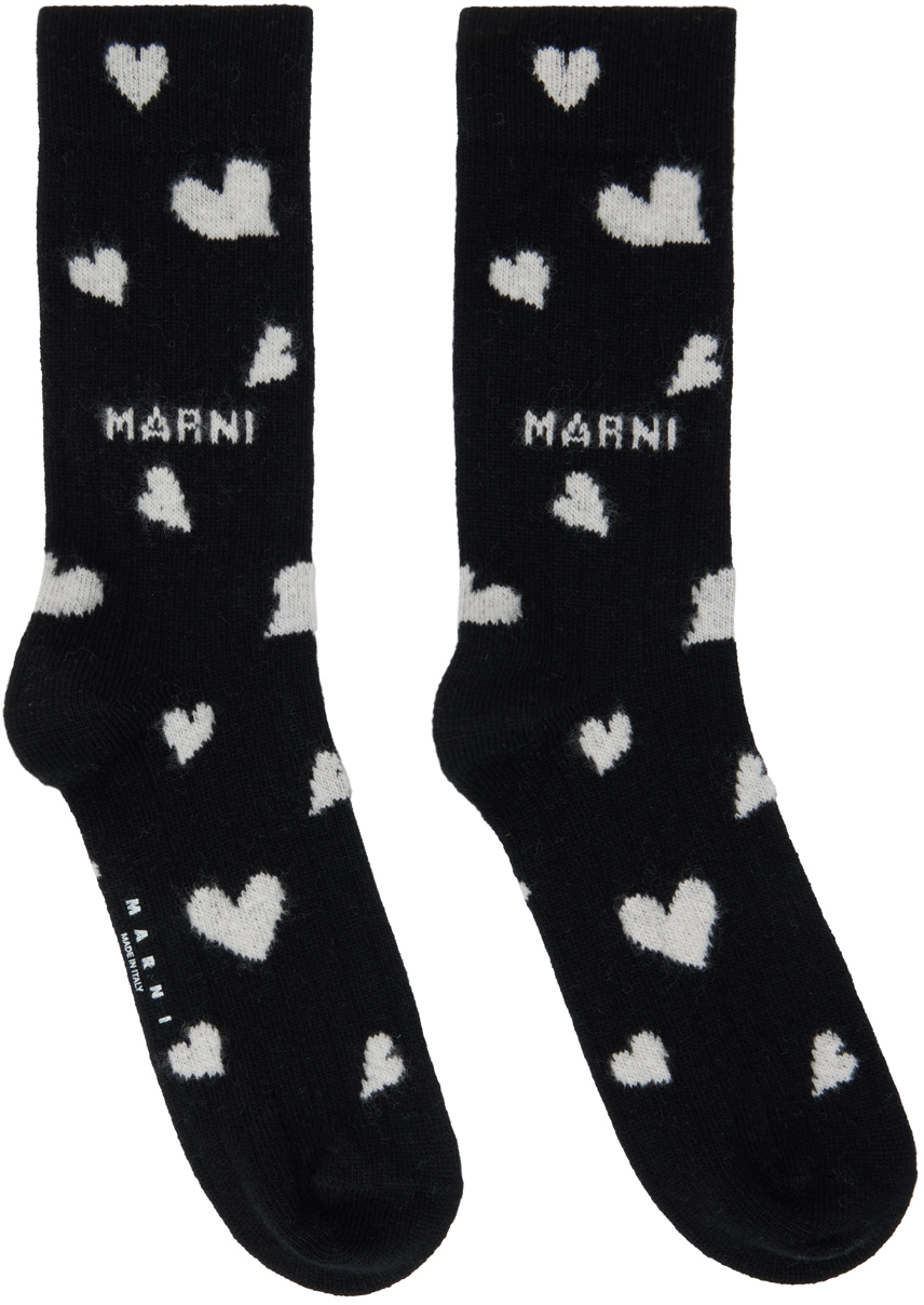 Marni Heart Socks In Black  
