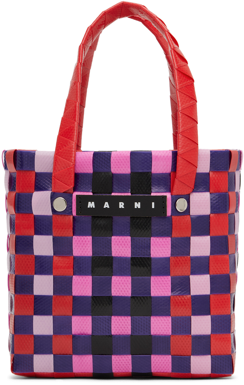 Marni Market Micro Basket Bag In China Red