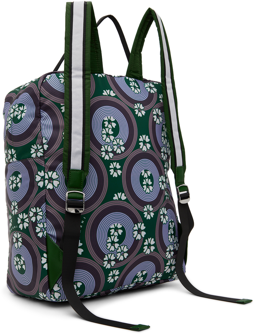 Marni Kids Purple & Green Allover 70s Circles Backpack In 0m523