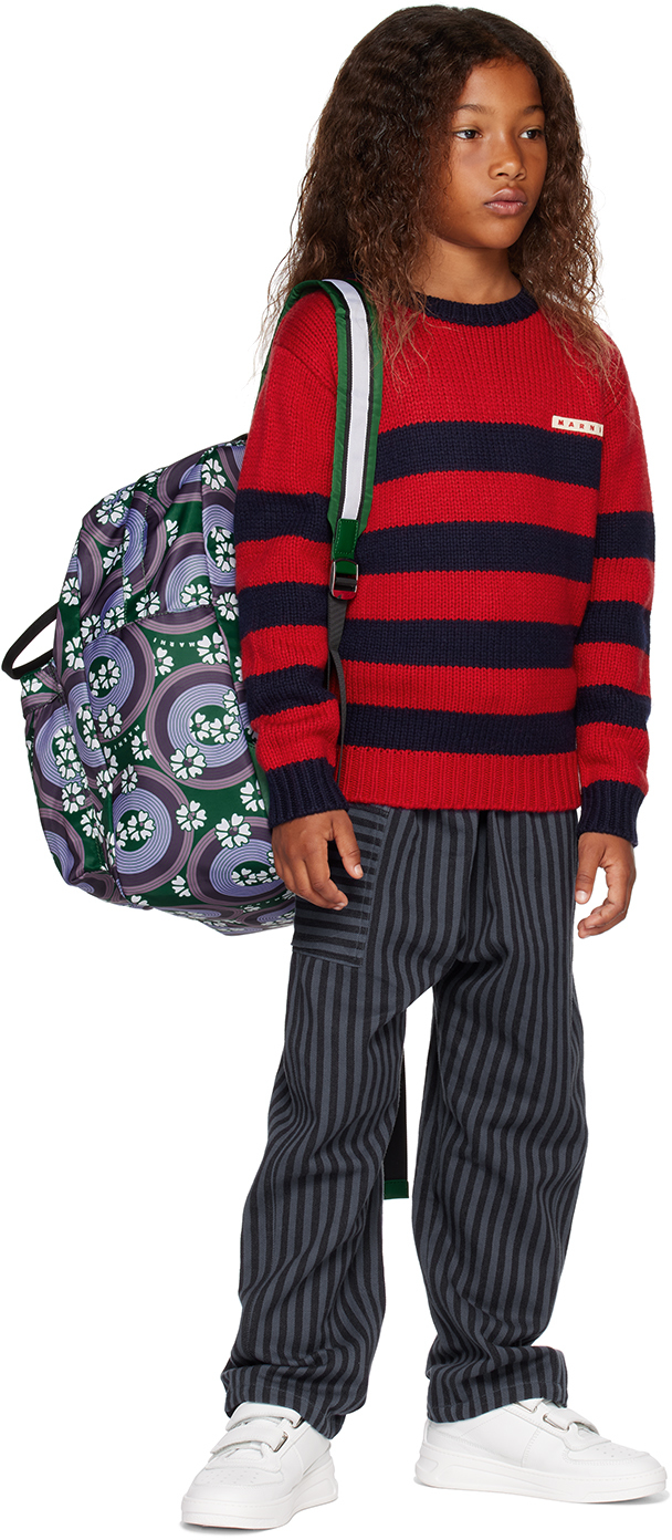 Marni Kids Purple & Green Allover 70s Circles Backpack In 0m523