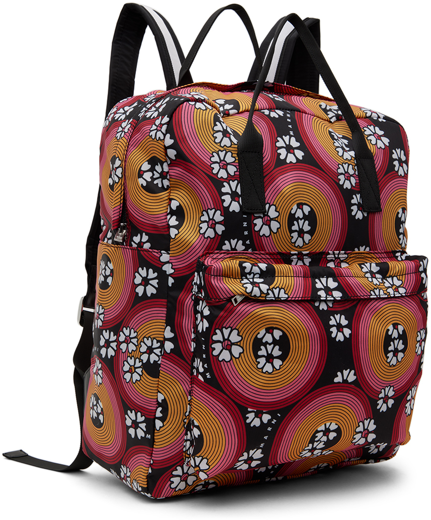 Marni Kids Pink & Orange Allover 70s Circles Backpack In 0m900