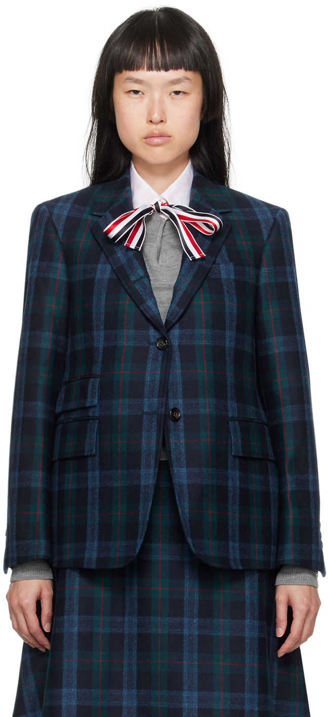 blue tartan blazer