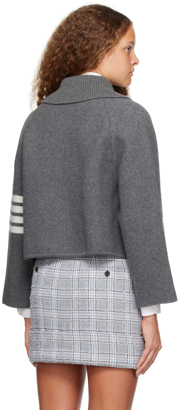 Thom Browne 4-bar Stripe Cropped Jacket In 035 Med Grey