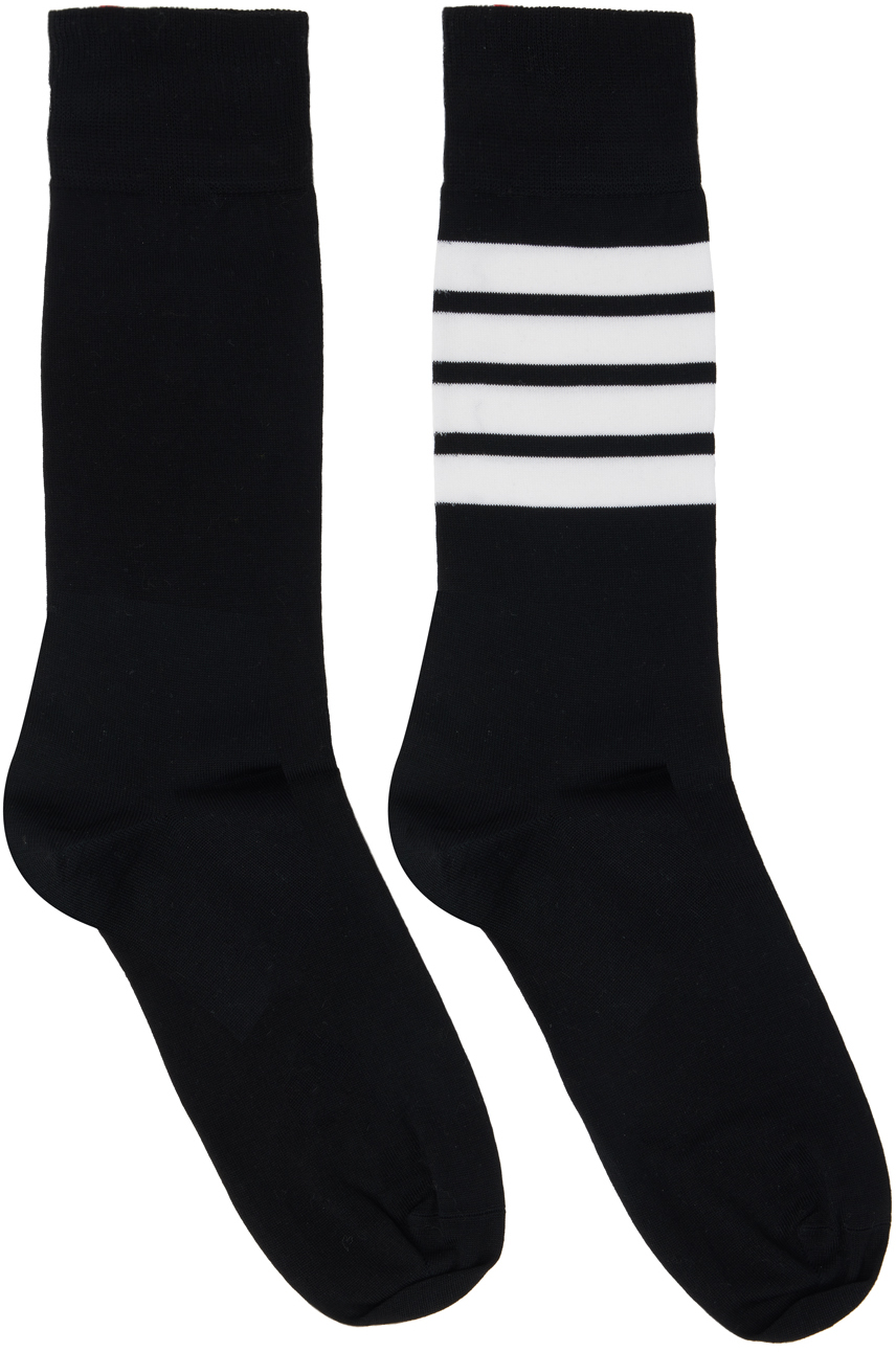 Thom Browne Black 4-bar Socks In 001 Black