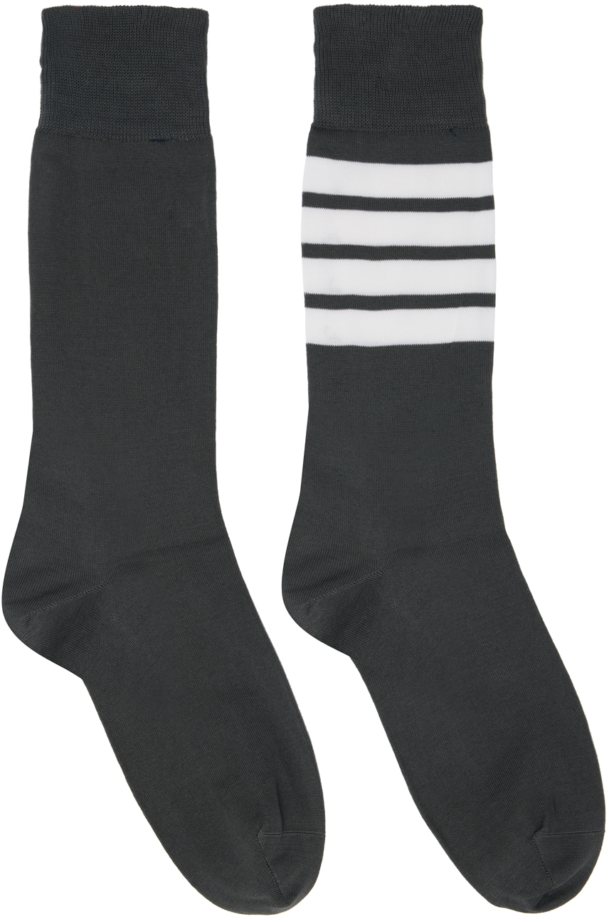 Thom Browne Gray 4-bar Socks In 025 Dark Grey