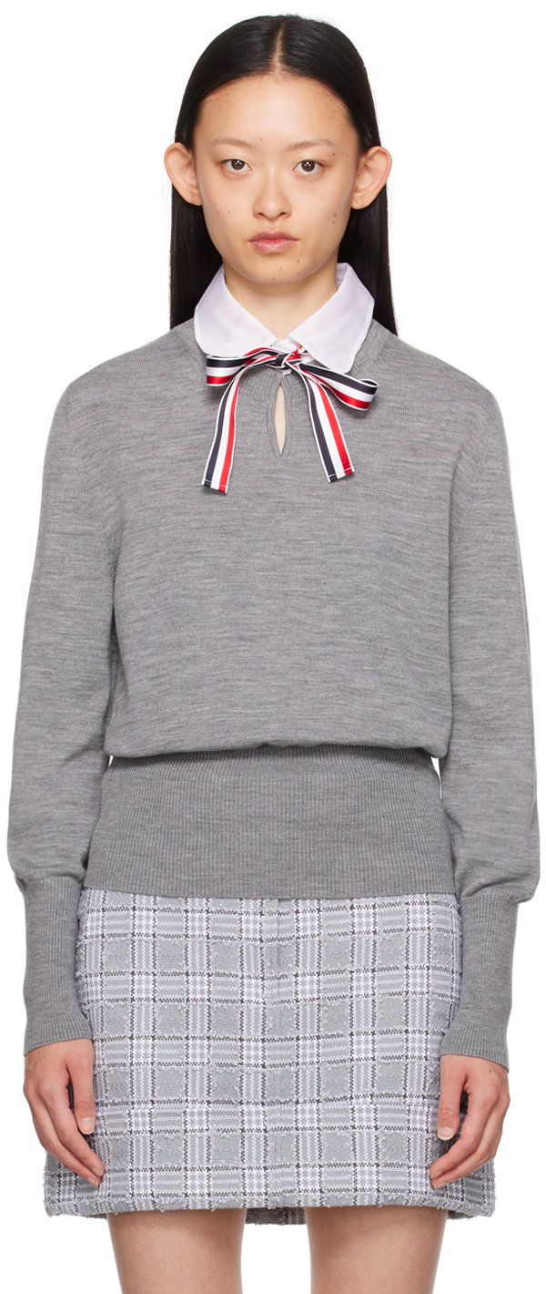 THOM BROWNE GRAY BOW SWEATER
