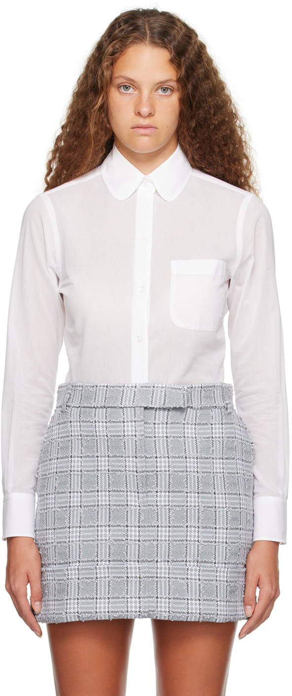 Thom Browne White Spread Collar Shirt In 100 White