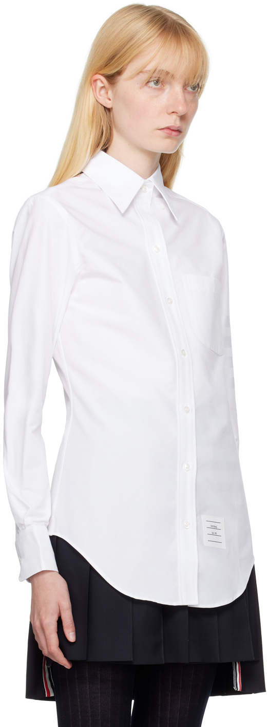 Thom Browne Shirt With Back Loop Detail And Chest Pocket In 100 White
