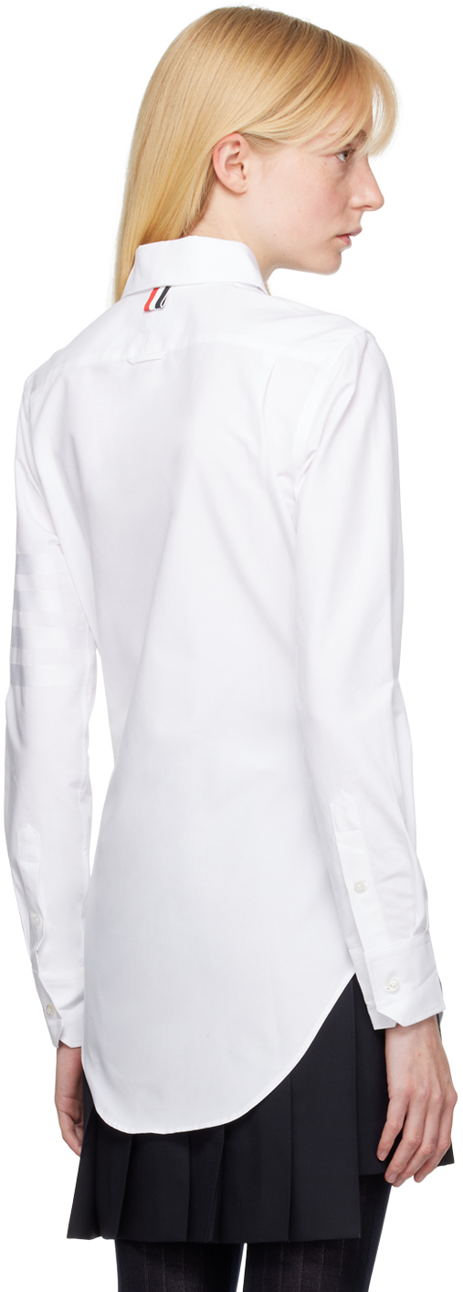 Thom Browne Shirt With Back Loop Detail And Chest Pocket In 100 White