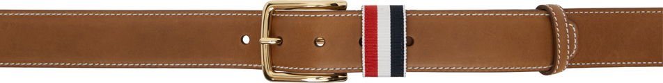 Thom Browne Rwb-stripe Leather Belt In Brown