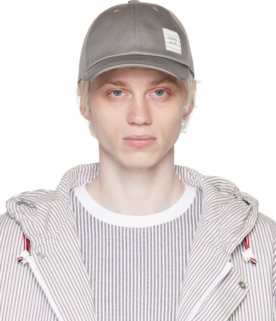 Thom Browne Gray Logo Patch Cap In 035 Med Grey