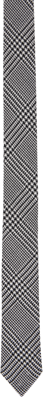 Shop Thom Browne Black & White Classic Tie In 980 Blk/wht