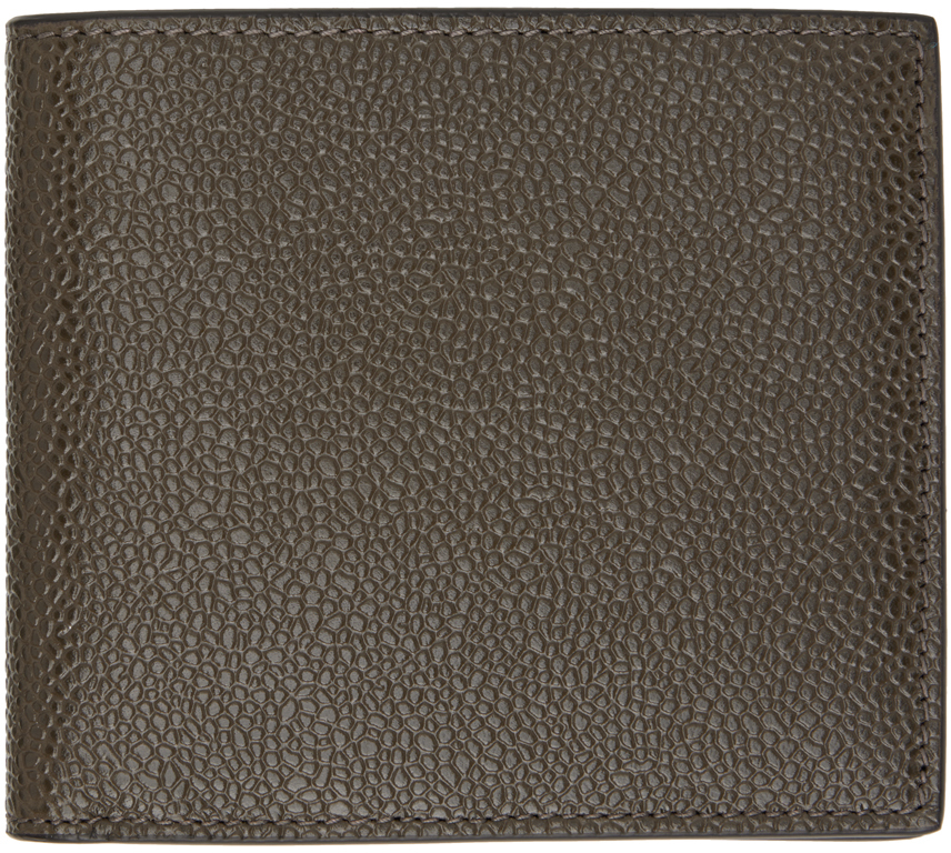 Thom Browne Grained Leather Billfold Wallet In 206 Dark Brown
