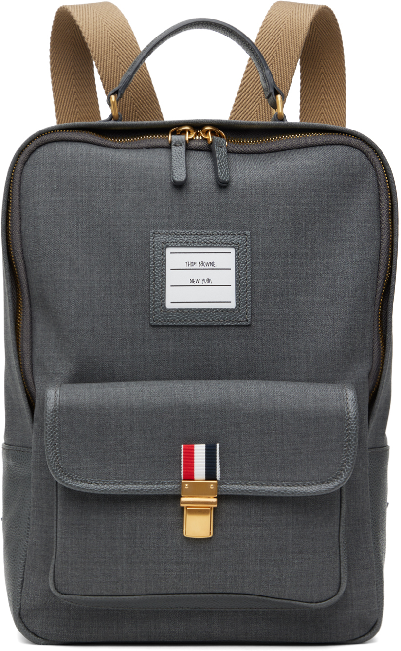Thom Browne: Gray Front Pocket Backpack | SSENSE UK