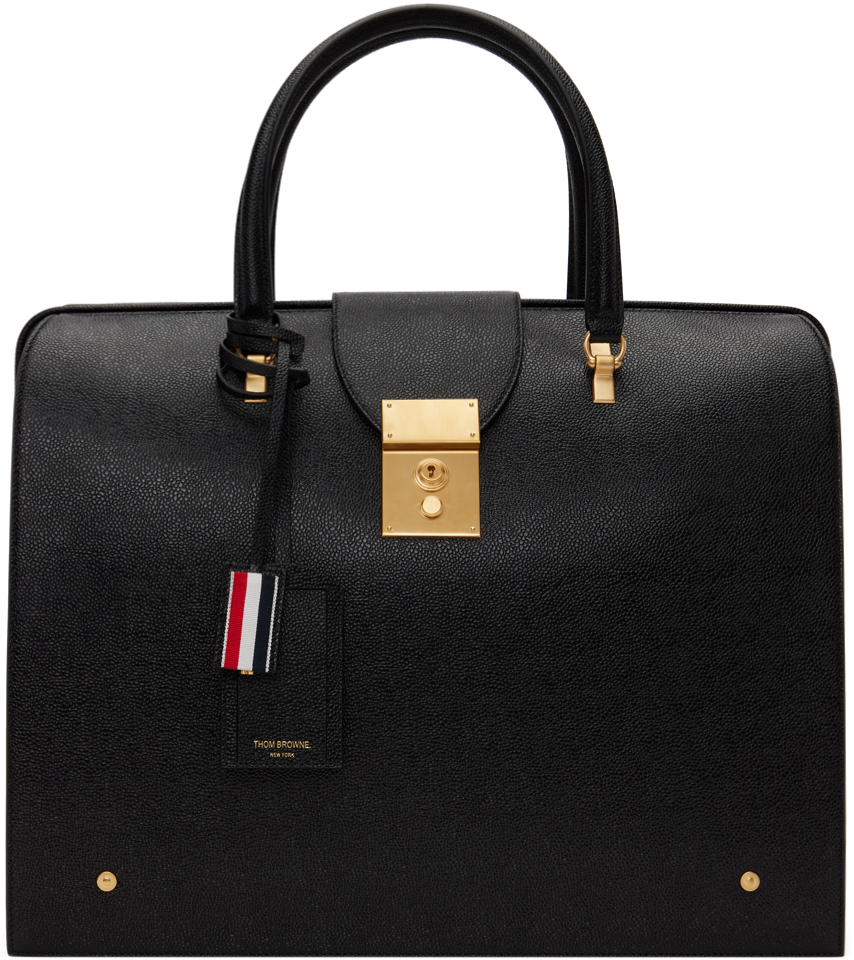 Thom Browne Mr Thom Grained-leather Briefcase In 001 Black