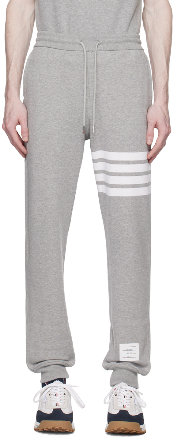 Shop Thom Browne Gray 4-bar Sweatpants In 068 Light Grey