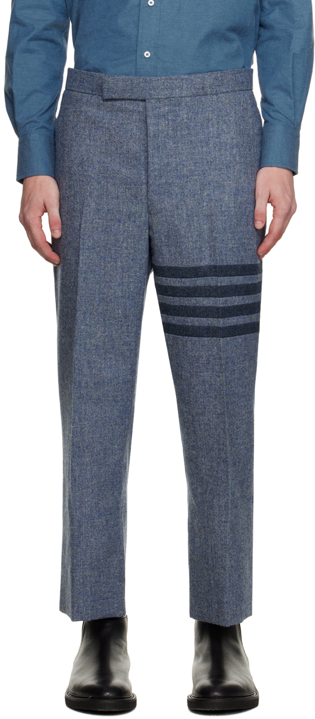 Thom Browne: Blue 4-Bar Trousers | SSENSE