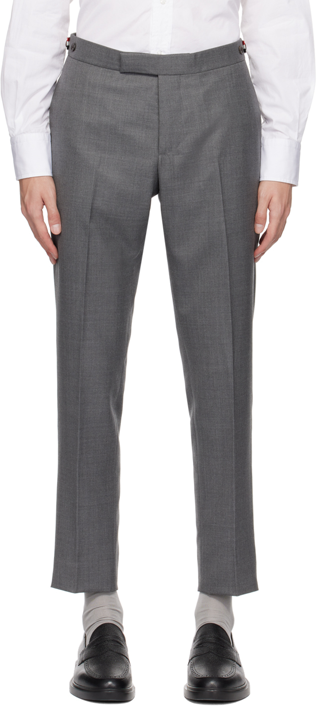 Thom Browne Gray Low-rise Trousers In 035 Med Grey