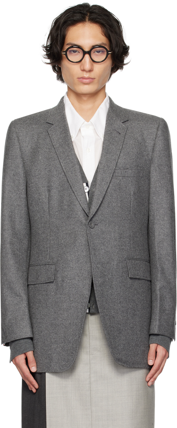Thom Browne Gray Single-button Blazer In 035 Med Grey