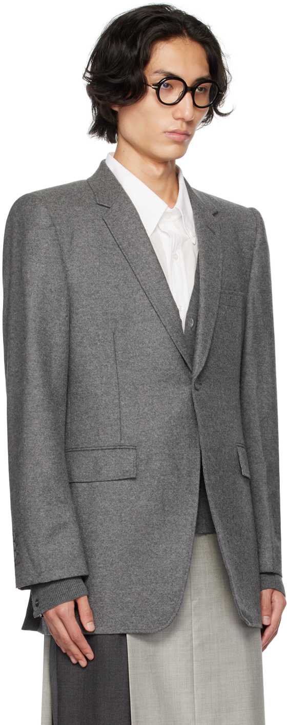 THOM BROWNE GRAY SINGLE-BUTTON BLAZER