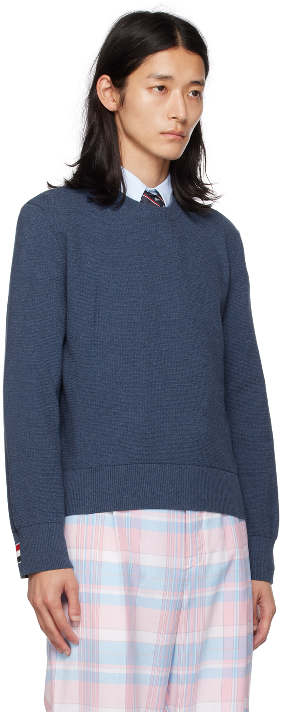 Shop Thom Browne Blue Stripe Sweater In 435 Dark Blue
