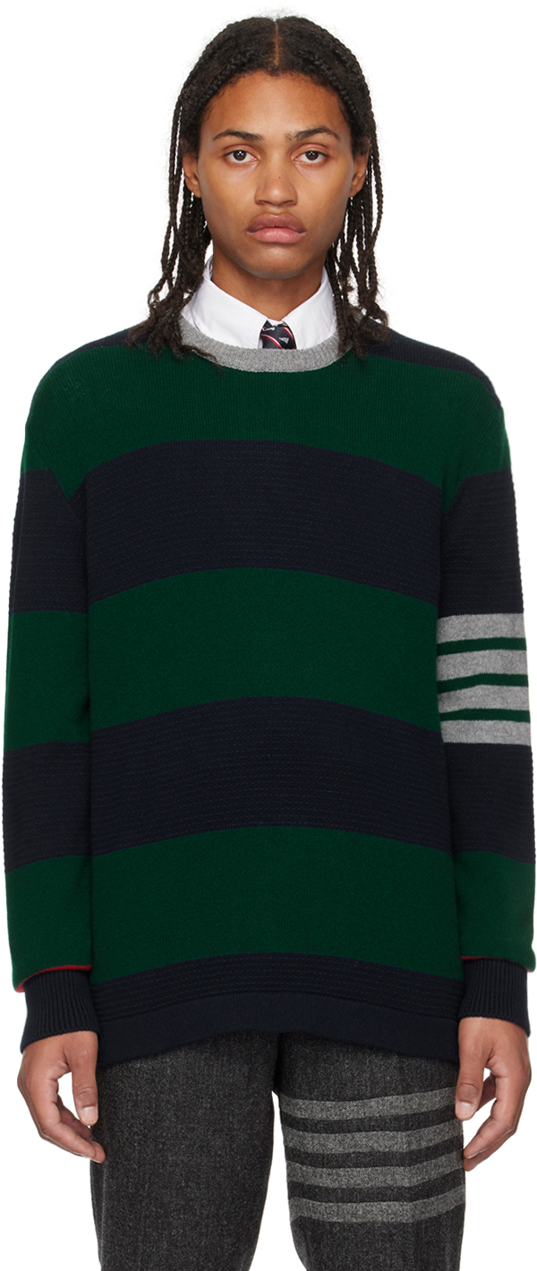 Thom Browne Green 4-bar Sweater In 310 Dk Green