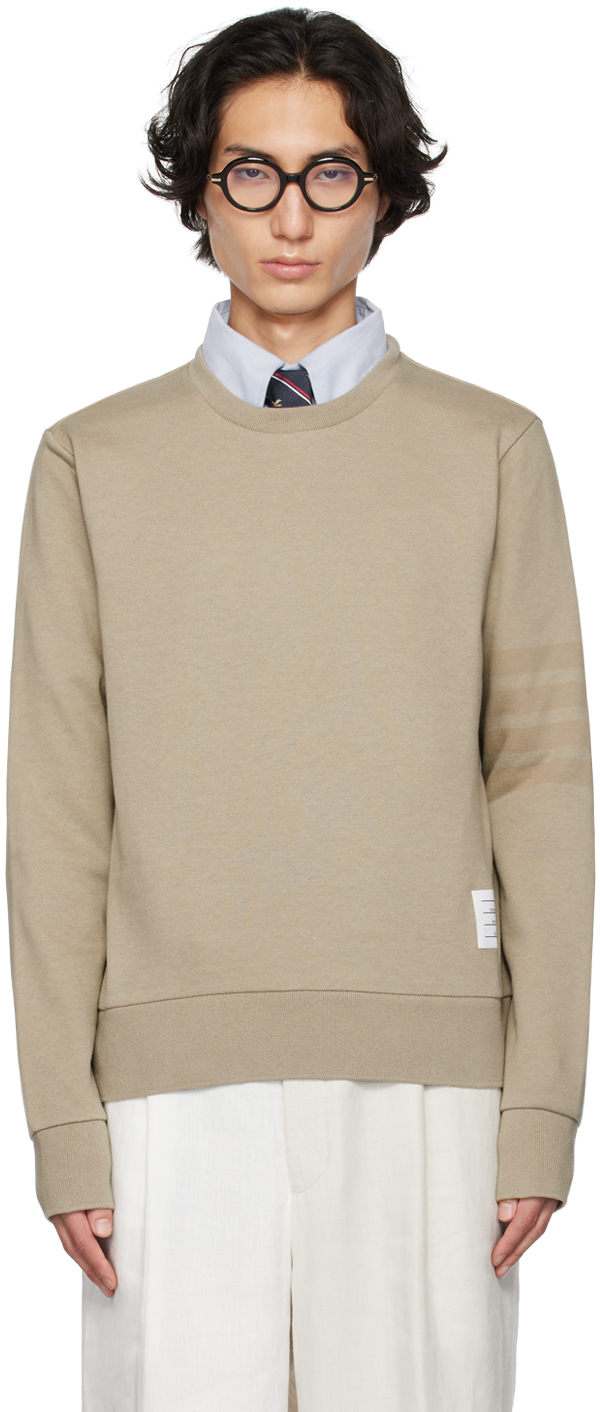 Thom Browne: Beige 4-Bar Sweatshirt | SSENSE