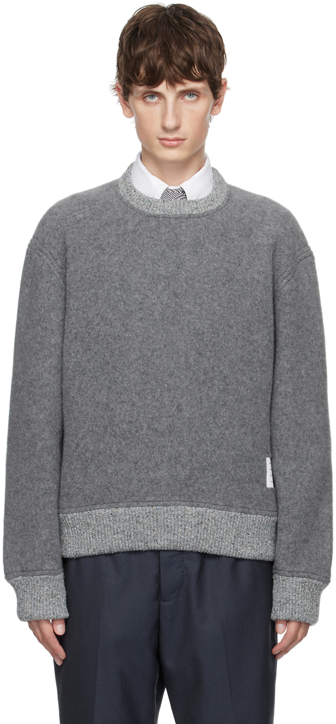 Thom Browne: Gray Crewneck Sweatshirt | SSENSE