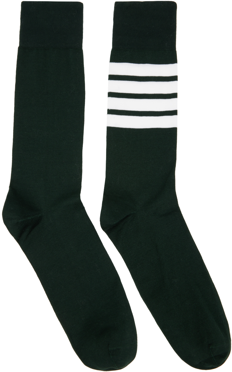 Thom Browne Mid Calf Socks With 4bar In Lightweight Cotton In 310